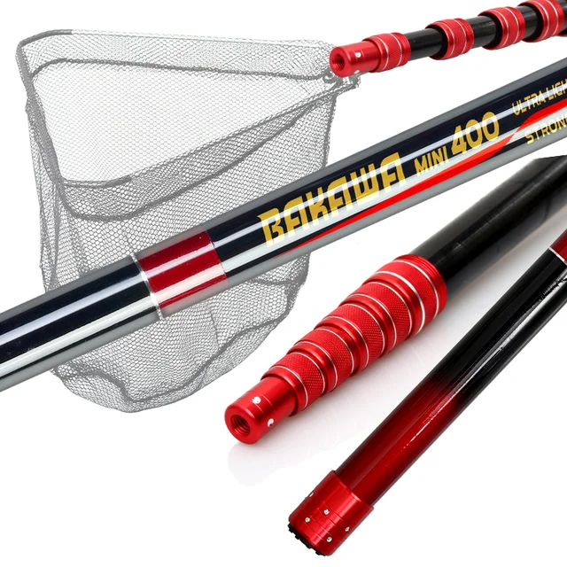 JOSBY 3M/4M/2.1M Fishing Net Telescoping Foldable Landing Net Pole Lightweight Carp Carbon Fiber Folding Sea Hand Dip Net Tackle