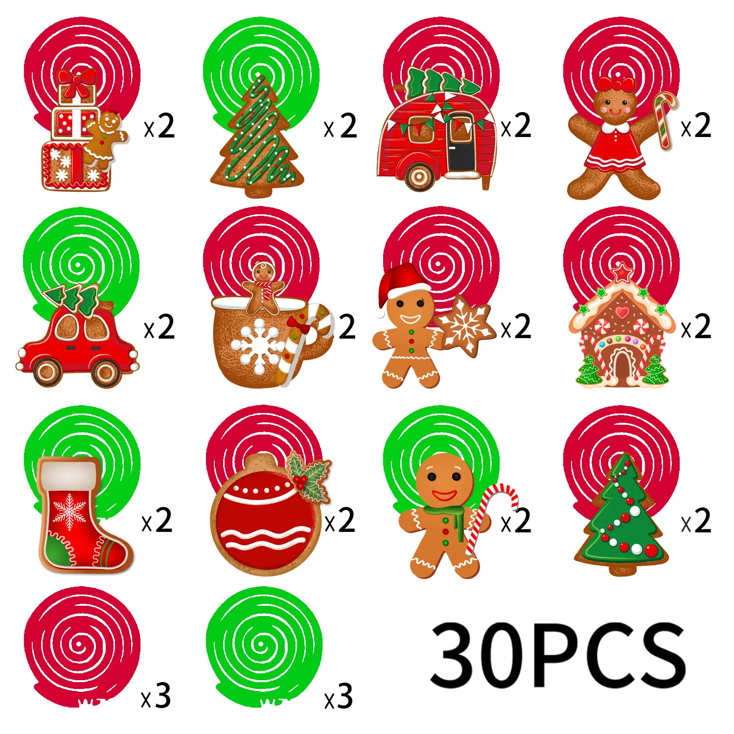 

30Pcs Christmas Tree Decoration Gingerbread Man Charms Holiday Tree Ornaments Christmas Tree Tags Xmas Tree Decor Pendant