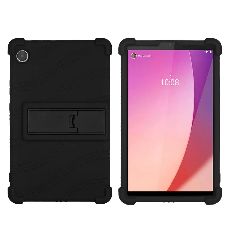 リアキックスタンド付き耐衝撃カバー,Lenovo用ソフトシリコン