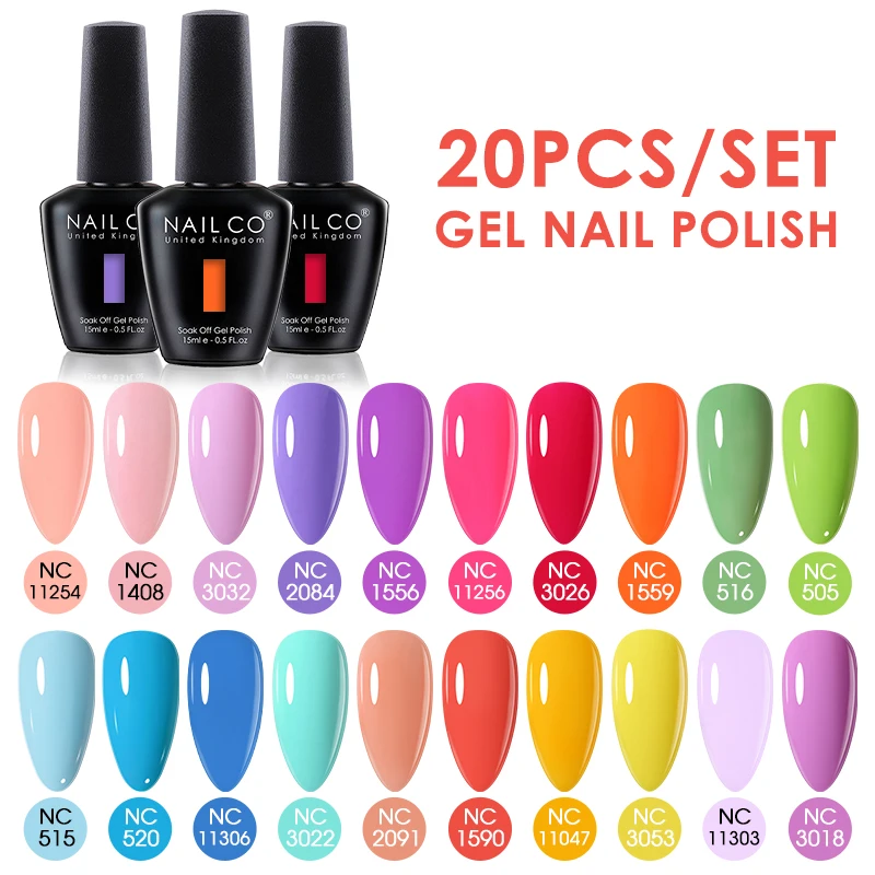 NAILCO 15ml 10/20pcs Gel Nail Polish Set Spring Summer Color UV Gel Nail Art All For Manicure  Gel Paint For DIY Professionals 3