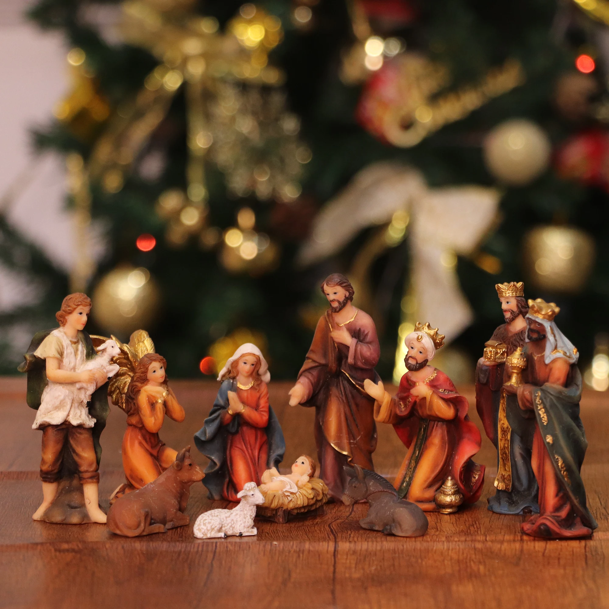 Ensemble de Figurines de la scène de la nativité, 5.25 pouces, Statue de la  sainte famille, bébé, jésus, mangeur, berceau de noël, décoration de