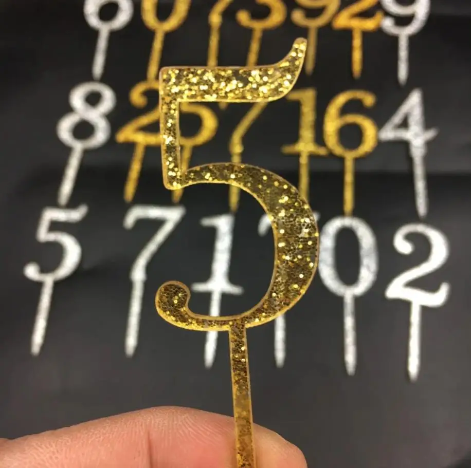Gold Silvery Red Number 0123456789 Birthday Cake Topper Acrylic Golden Children Christmas Annivesary Party Decoration 1pc cake topper,cake toppers,cake decorations,gold leaf cake decorations,birthday party supplies,party decorations