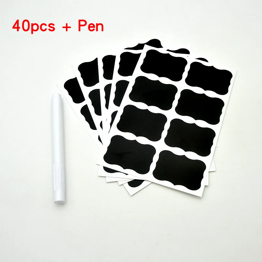 Waterproof Chalkboard Kitchen Spice Label Stickers label stickers 41 Pcs/Set Home Jars Bottles Tags With Marker Pen