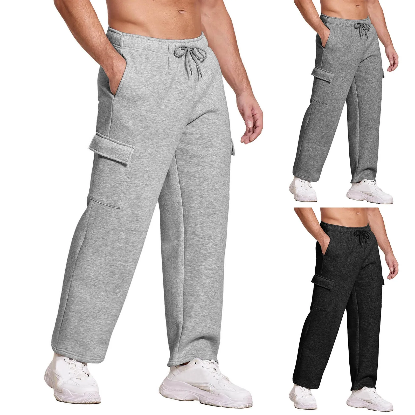 Description Picture 2 of itemMens Sweatpants Straight Fit Joggers For Sports And Streetwear Loose Oversized Drawstring Long Pants Multi-Pocket