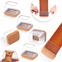 8PCS Rectangle Chair Leg Floor Caps Protectors Silicone with Felt Foot End Caps Covers width 22-32mm for Chair Table No Noise 1