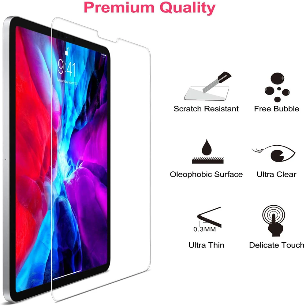 tablet cover 2Pcs Tempered Glass Screen Protector for IPad 10.2 9.7 10. 5 10.9 11 IPad 8 7 6 9 Air 4 3 2 Mini Glass IPad 2020 2019 2018 2021 capacitive stylus for android