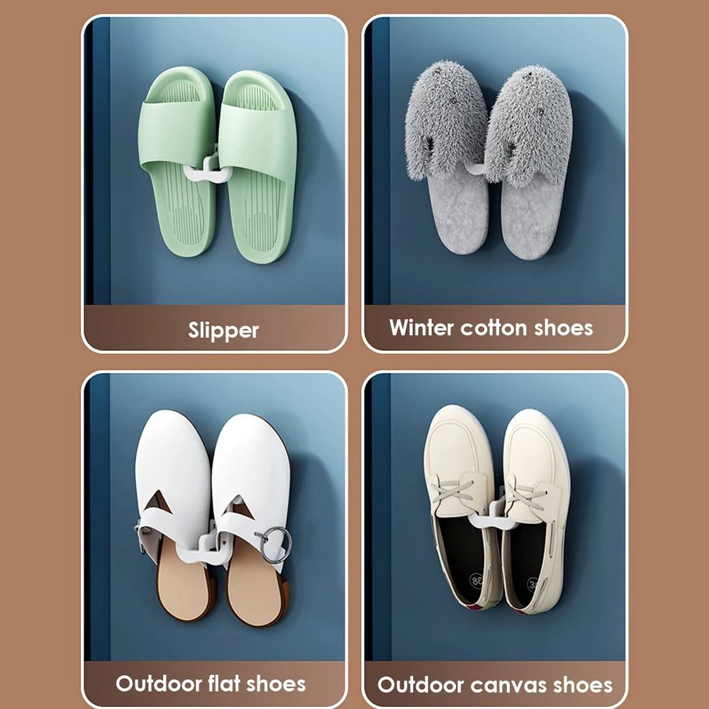 Slippers Rack No Punching Bathroom Simple Slipper Hook Toilet Drainage Rack Wall Mounted Bedroom Neat Storage Shoe Drying Rack 3
