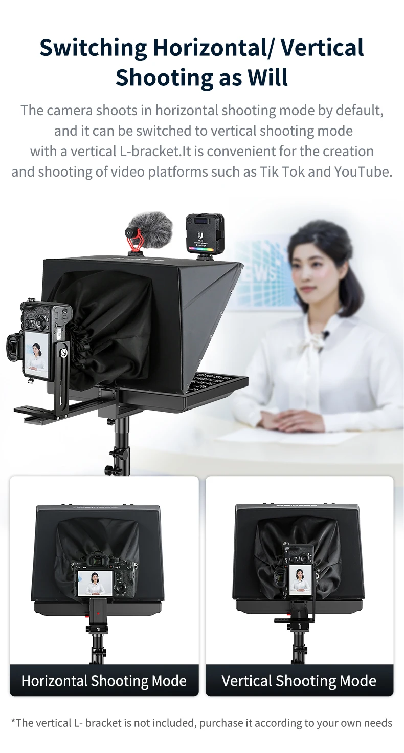 Desview T20 20-inch Professional Broadcast Teleprompter Applicable to Multiple S