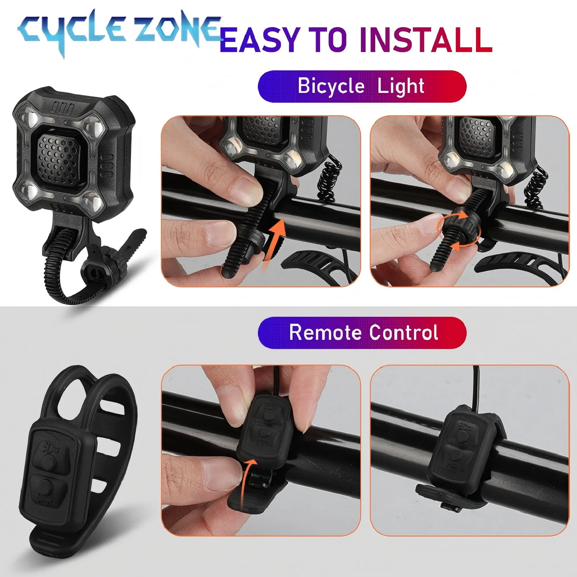 Rechargeable Bike Light Horn Night - Image 5