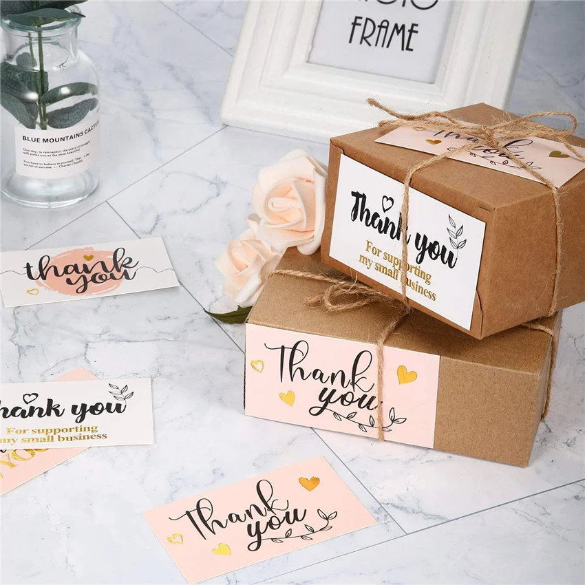 

50Pcs Thank you Cards Greeting Appreciation Cardstock Labels Small Shop Gift Decoration Card Gift DIY Crafts Decoration baking