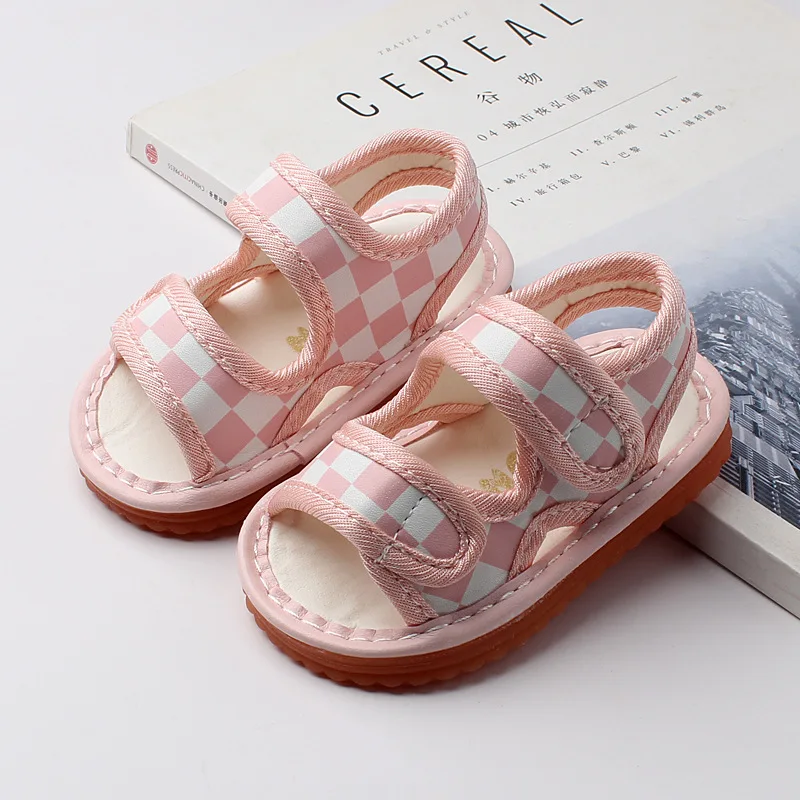 SandaliasChildren Voice Shoe Colorful Summer New Kid Shoe Boy Sandal 0-2Year Soft Sole Comfortable Baby Shoes Sandals for Girls