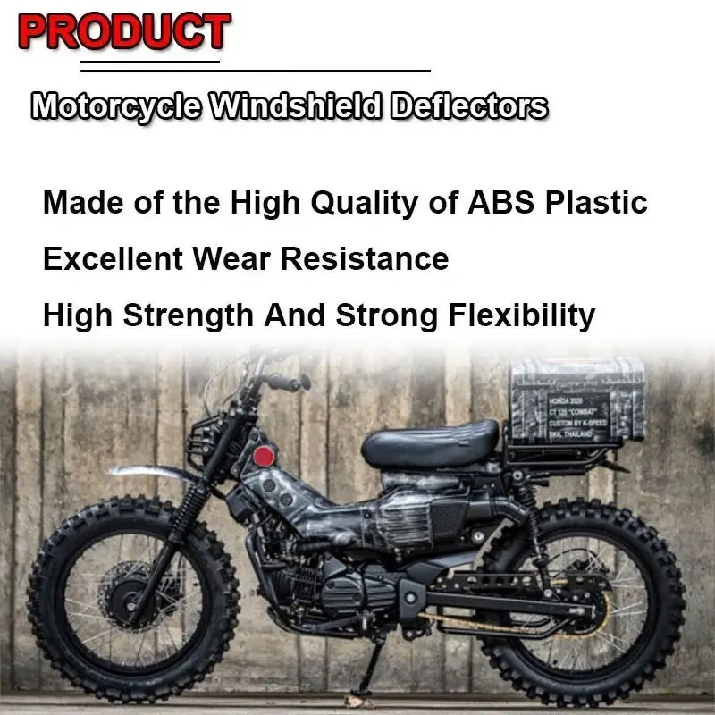 WOOGA Windshield For Honda CT125 / Trail 125 (2020-2024) - Light Smoke, Adjustable, With Aluminum Mount