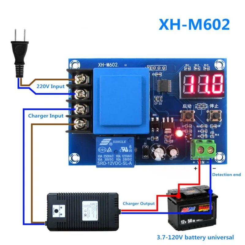 

3.7V-120V Digital Control Battery Lithium Battery Charging Control Module Battery Charge Control Switch Protection Board XH-M602