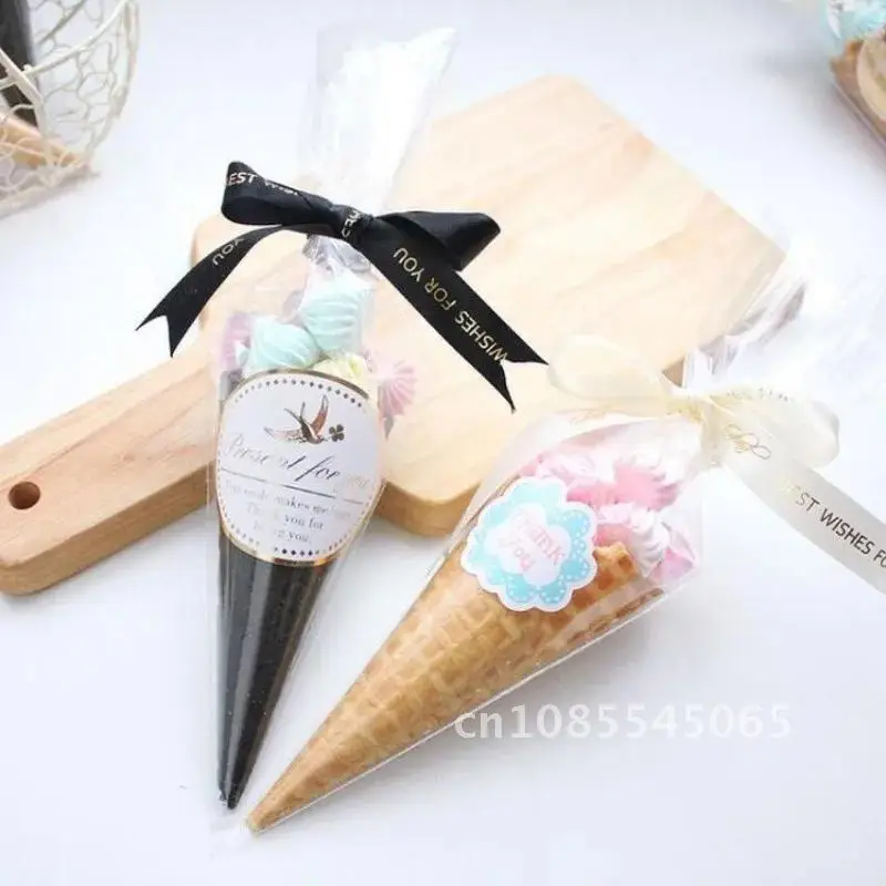 

50pcs Clear Cellophane Packing Bag Kitchen Plastic Food Bag Cone Candy Sweets Bag Wrapping Supplies Birthday Party Gift