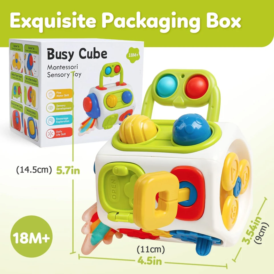 Montessori Busy House Toy For Toddlers 1-3 Years - 30+ Activity Learning Cube With Music & Lights