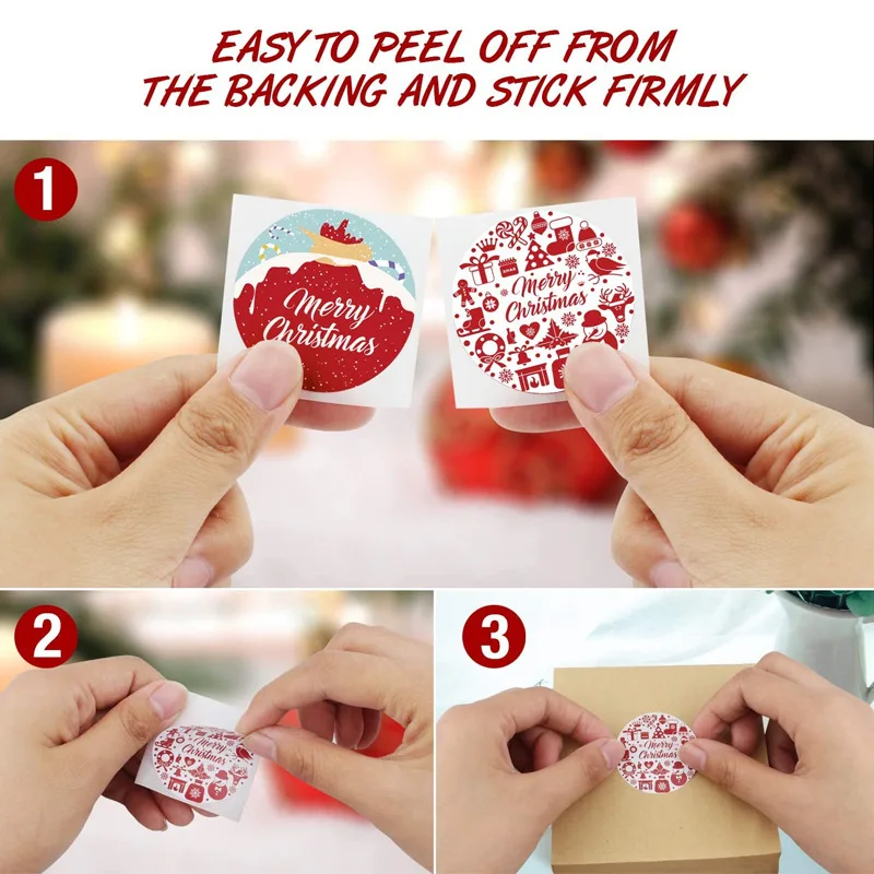 500pcs Merry Christmas Stickers Christmas Theme Seal Labels Stickers For DIY Gift Baking Package Envelope Stationery Decoration