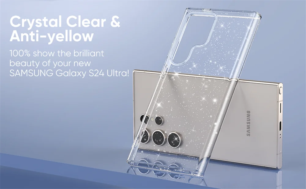 Glitzernde Transparente Acryl Stoßfeste Handyhülle für Samsung S26 S25 S24 Ultra S23 S22 Plus A55 A35 A15 A54 A34 A53 Harte Schutzhülle – Detail 1