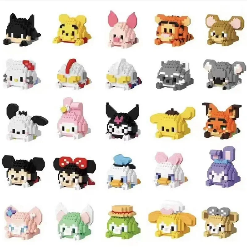 MINISO Disney Sanrio Block Toys Cartoon Anime Characters Small Particle Construction Model Toys Wholesale Gifts for Children