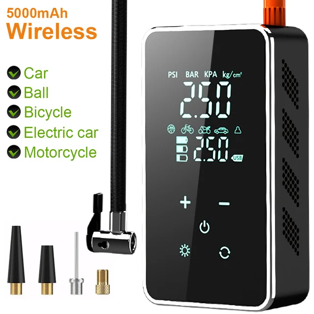 Wireless Air Pump 150psi Touch Screen Portable Electric Tire Inflator For Car Bicycle Motorcycle Mini Air Compressor Injector 1