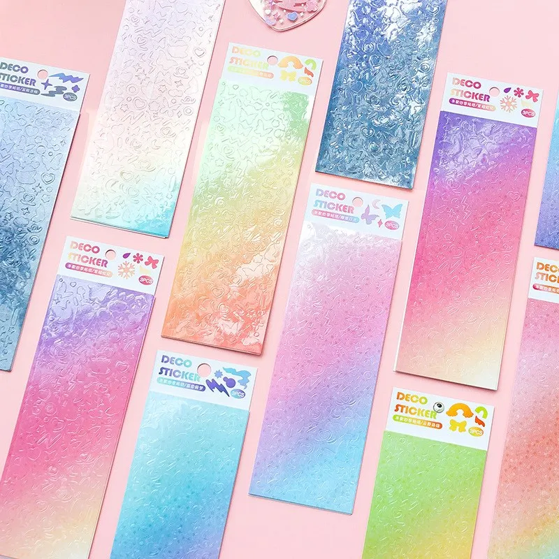 3pcs Kawaii Laser Glitter Collection Decorative Stickers Kpop Idol Card  Album Scrapbook Stickers Korean Stationery