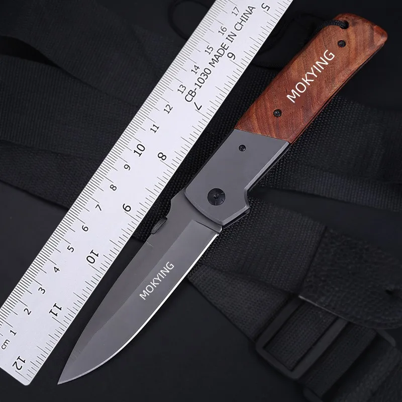 

Camping hiking portable EDC high hardness outdoor knife man gift hunting survival knife steel+red sandalwood handle