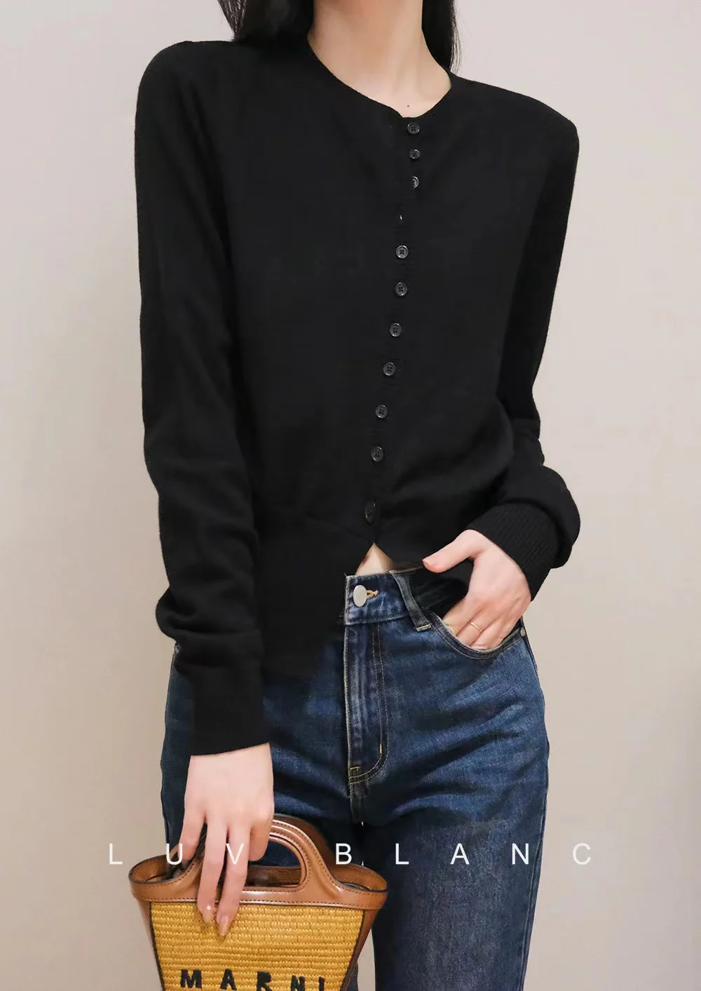 2022 Spring and Autumn round collar waist slit long sleeves 100% pure wool cardigan coat