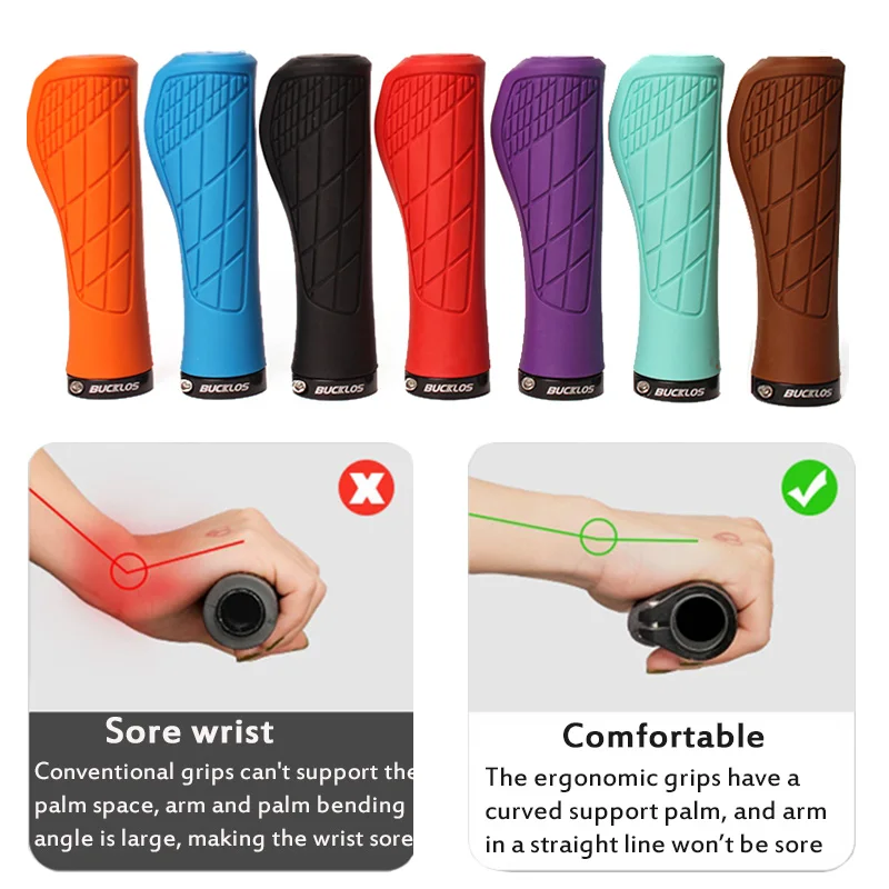 Bicycle Handlebar Grip Ergonomic Mountain Bike Grips Rubber Anti Skid MTB Cuffs Shock Absorbing Bike Handle Cycling Accessories bicycle accessories bicycle handlebar grips bike handle grips bike handlebar grips