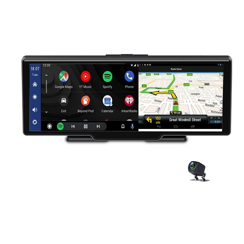 

10.26" Car DVR Touch Screen wireless carplay driving recorder WIFI G-sensor navigation center Dual Cams Recording 2K+1080P Audio