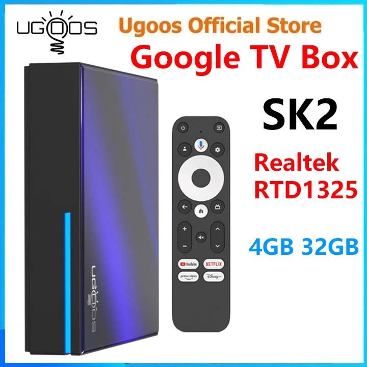 Ugoos SK2 Smart TV Box Google TV Realtek RTD1325 4GB 32GB WIFI6 BT5.2 4K Set Top Box Google TV Dolby vision