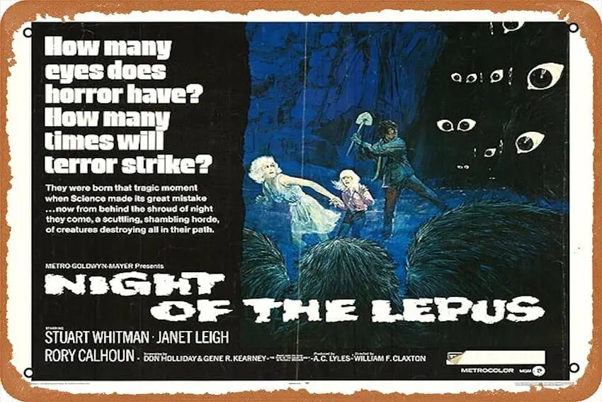 

Ретро винтажный металлический жестяной знак Night of The Lepus 8x12 дюймов домашний декор искусство