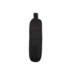 Enhanced Magnetic Wrist Strap for Holding Nails, Nuts, and Drill Bits (Black)