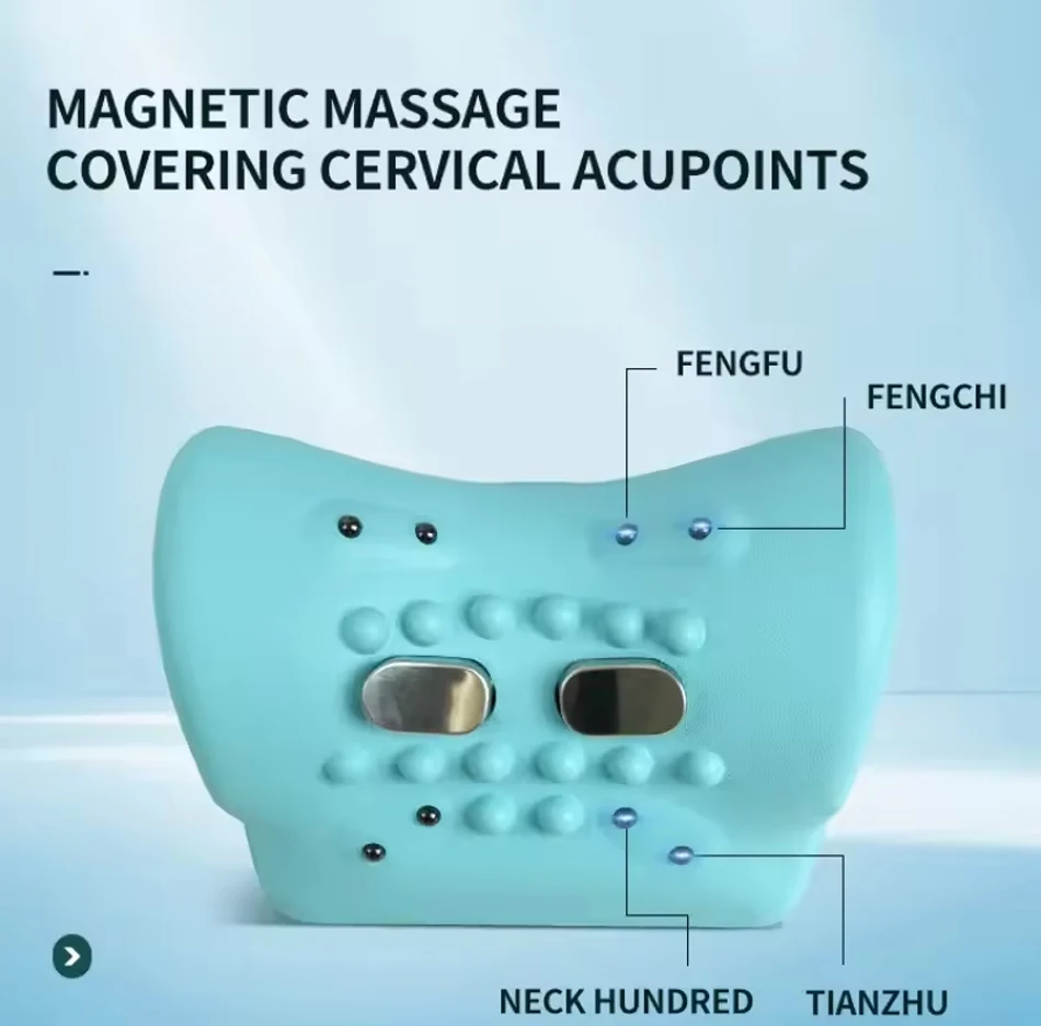 מסאג'ר צוואר וכתף חשמלי מרגיע מכשיר טרקציה כירופרקטי כרית מסאג' לתיקון עמוד השדרה