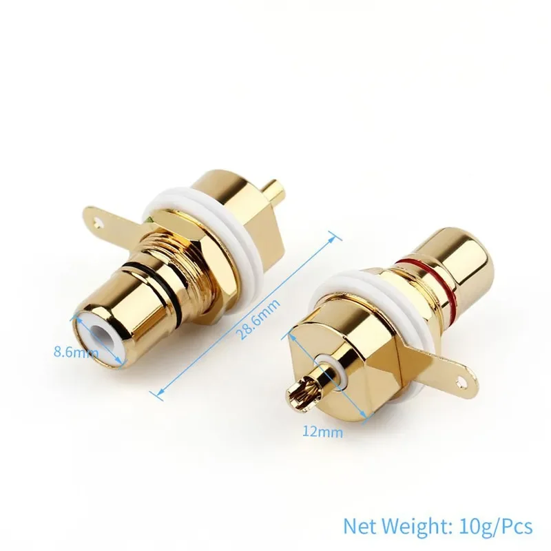 RCA Connector Female Socket Chassis CMC Connectors 28.6mm Audio Jack Bulkhead Red Black Cycle Nut Solder Gold Plated Plug images - 6