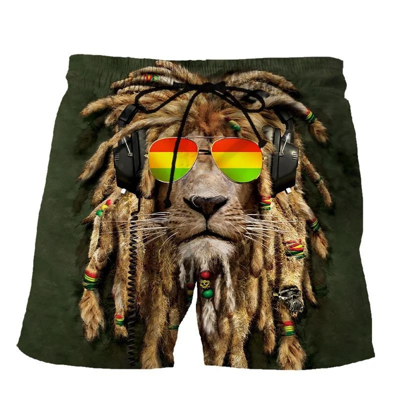 

3D Printed Lions Casual Shorts Men Women Funny Animal Graphics Summer Beach Shorts Cool Summer Street Hip Hop Swim Trunks