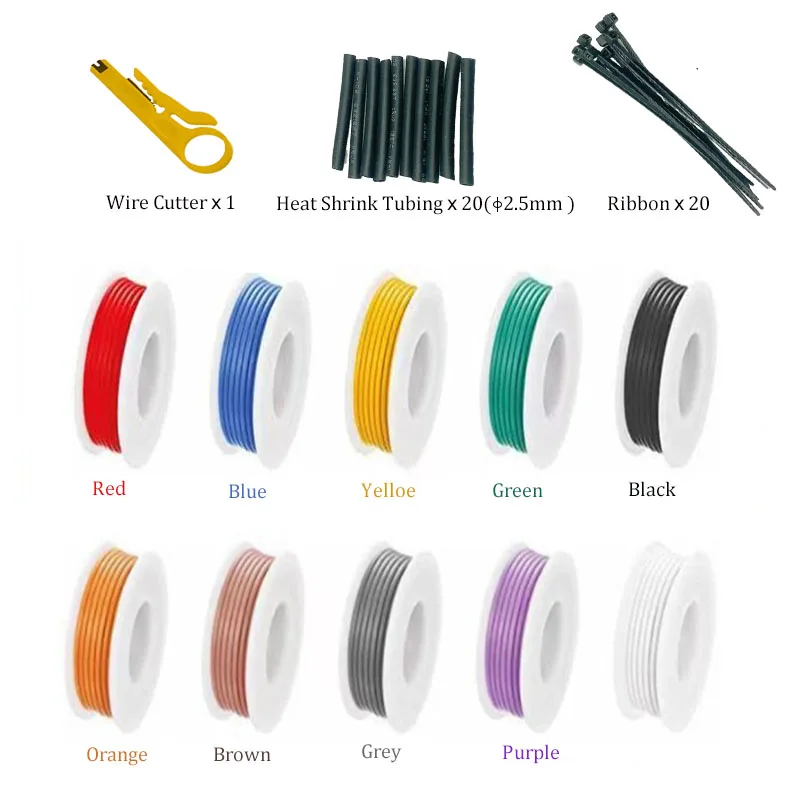 Silicone Insulated Multi-Colored Wire Kit with Tools - Multi-Strand Tinned Copper