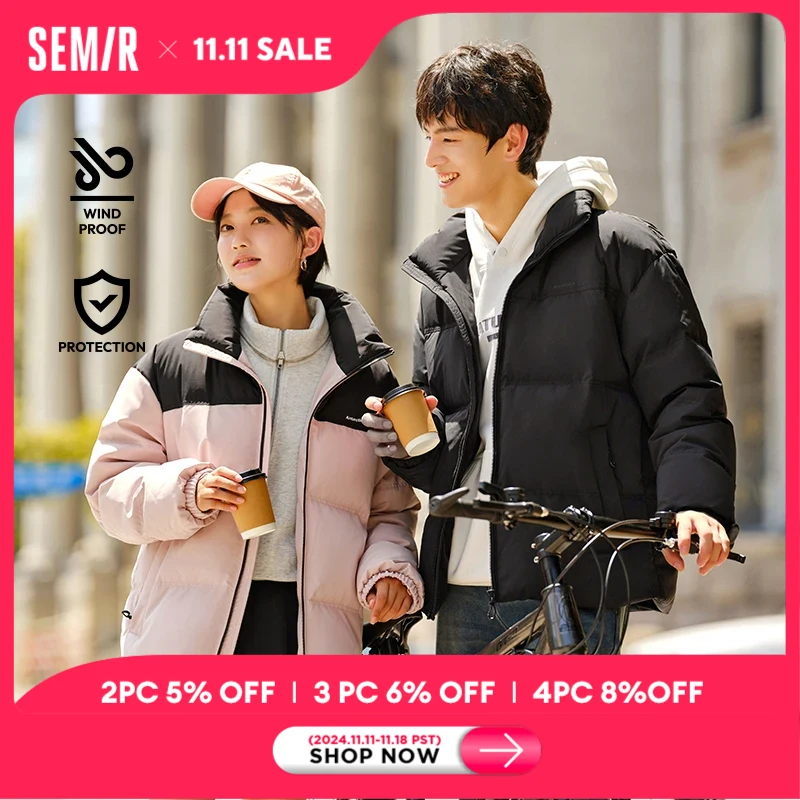 Semir Down Jacket Men Women 2024 New Winter Windproof Waterproof Outerwear Couple Puffer Jacket Cold-Proof Clothing