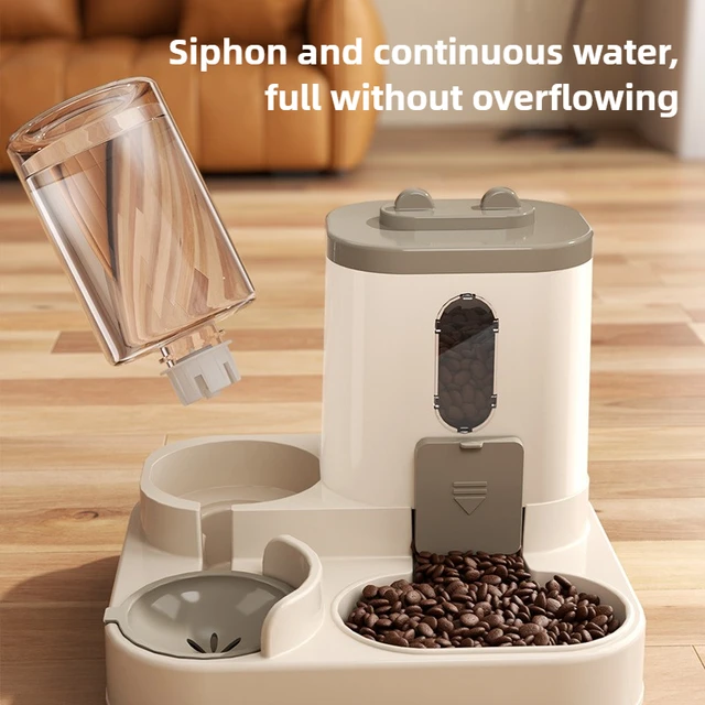 Automatic Dog Cat Feeder and Water Dispenser Gravity Food Feeder and Waterer Set with Pet Food Bowl Universal Pet Products 2