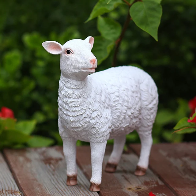 Kültéri Bárányszobor Gyantakert Szobor Dekoratív Állatok Figura Miniatűr Juhok Farm Az Udvari Terasz Pázsithoz - Image 5