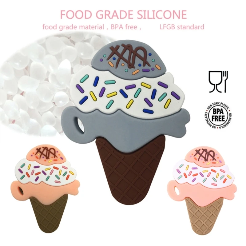 

Y1UB Мультяшный силиконовый прорезыватель в форме мороженого для младенцев, инструмент для прорезывания зубов без BPA