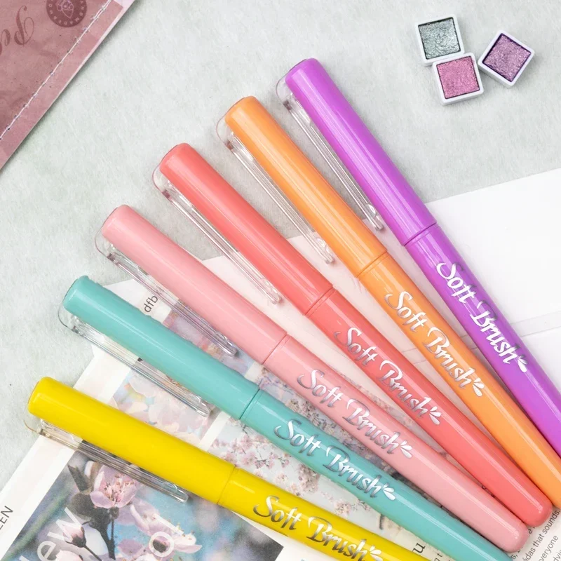 Set of 6 Soft Brush Tip Markers for Art and Calligraphy - Assorted Colors