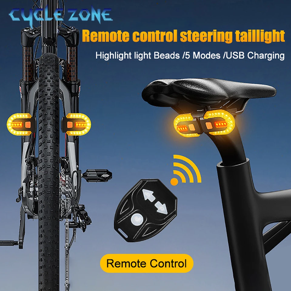 Indicatore Di Svolta LED Wireless Per Bici, Luce Posteriore Con Telecomando, Ricarica USB