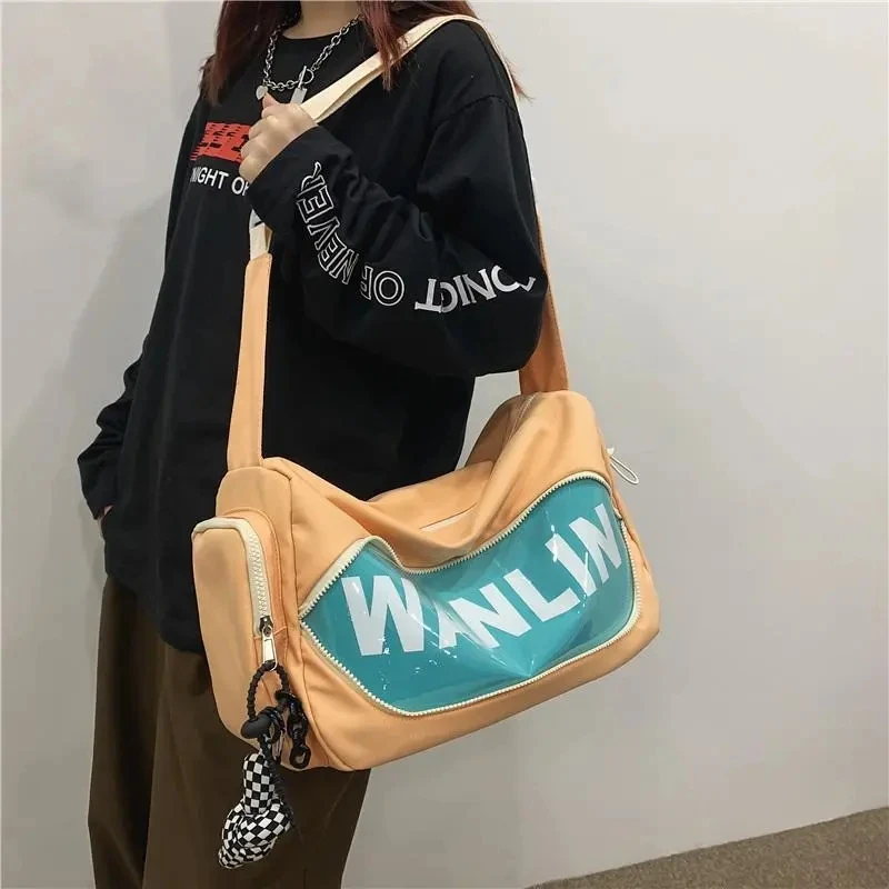 

New High Capacity Nylon Crossbody Bag Korean Edition Outdoor Men's And Women's Travel Shopping High Quality PVC Shoulder Bag