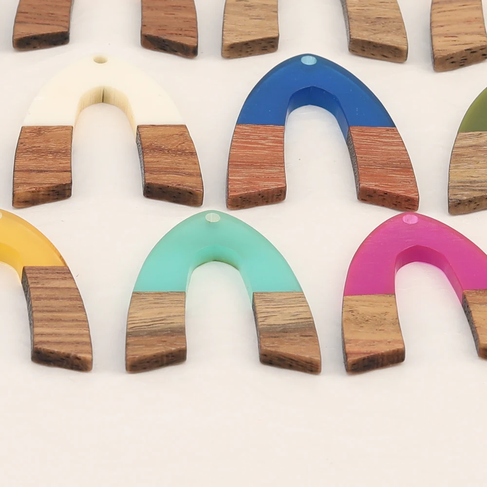 Cordial Design 50Pcs 39*49MM Jewelry Accessories/Natural Wood&Resin/Horseshoe Shape/Handmade Charms/Jewelry Findings&Components - cordial