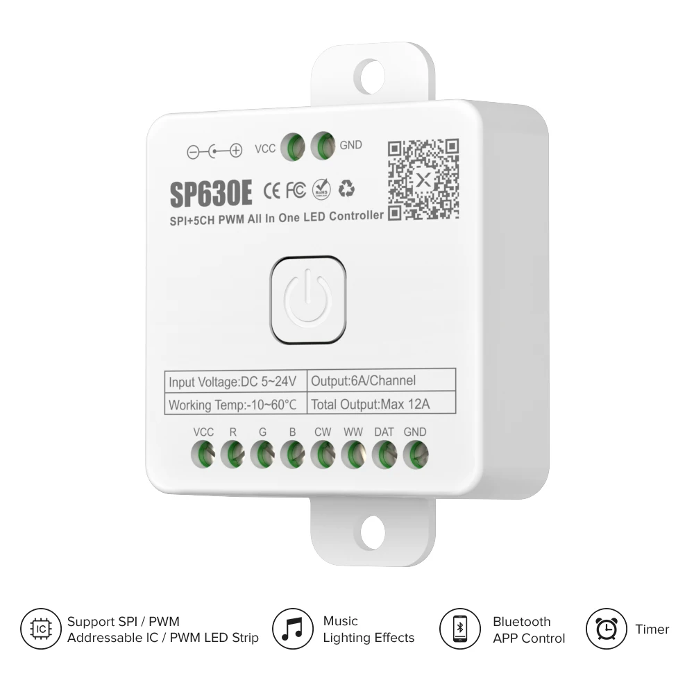 Sp630e tudo em um controlador led 5ch pwm spi pixels tira de luz