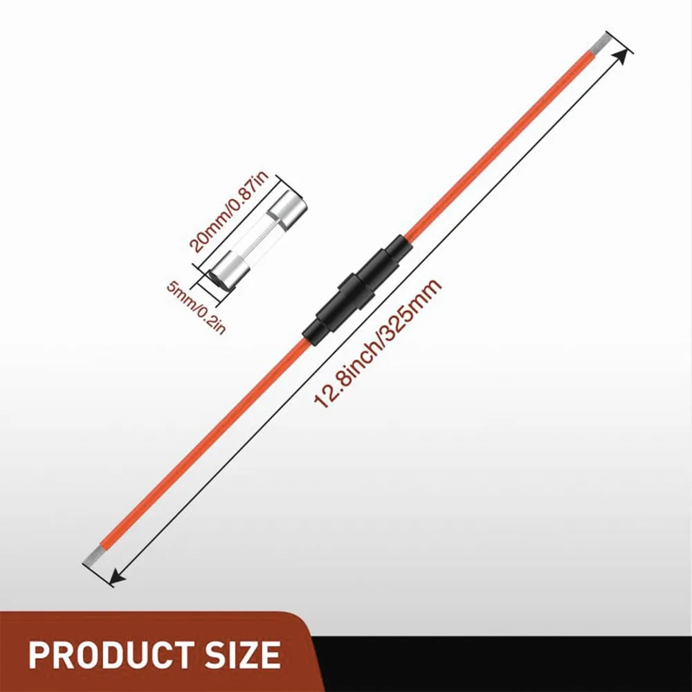 5 x 20 mm Sicherungshalter, Inline-Schraubentyp mit 16 AWG rotem Draht + 150 Stück 5 x 20 mm flinke Glassicherungen, 250 V, 0,1 A – 20 A, Sortimentsset – Detail 6