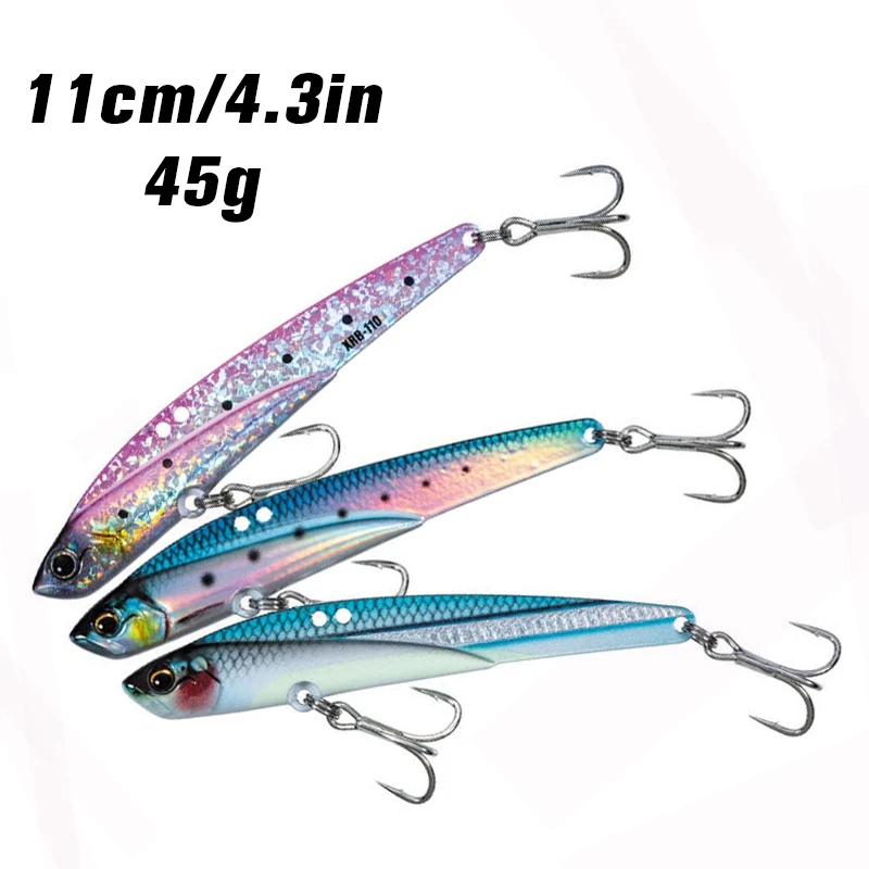 VIB Fishing Lure Metal Jig Sinking Vibrating Blade Lures Hard Bait Big Blade Cast Treble Hooks Fishing Tackle Sea Fishing Lures