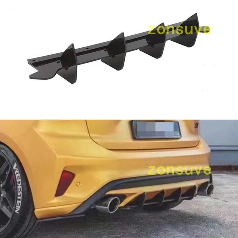 For 2019-2022 Ford Focus Hatchback Sedan Rear Bumper Diffuser Spoiler Lip Protector Splitter Body Kit Accessories