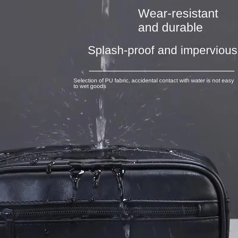 Men's Toiletry Bag Business Waterproof Wash Organizer Shaving Bag Pu Leather Cosmetic Bags Travel Lady Toiletries Makeup Handbag 3