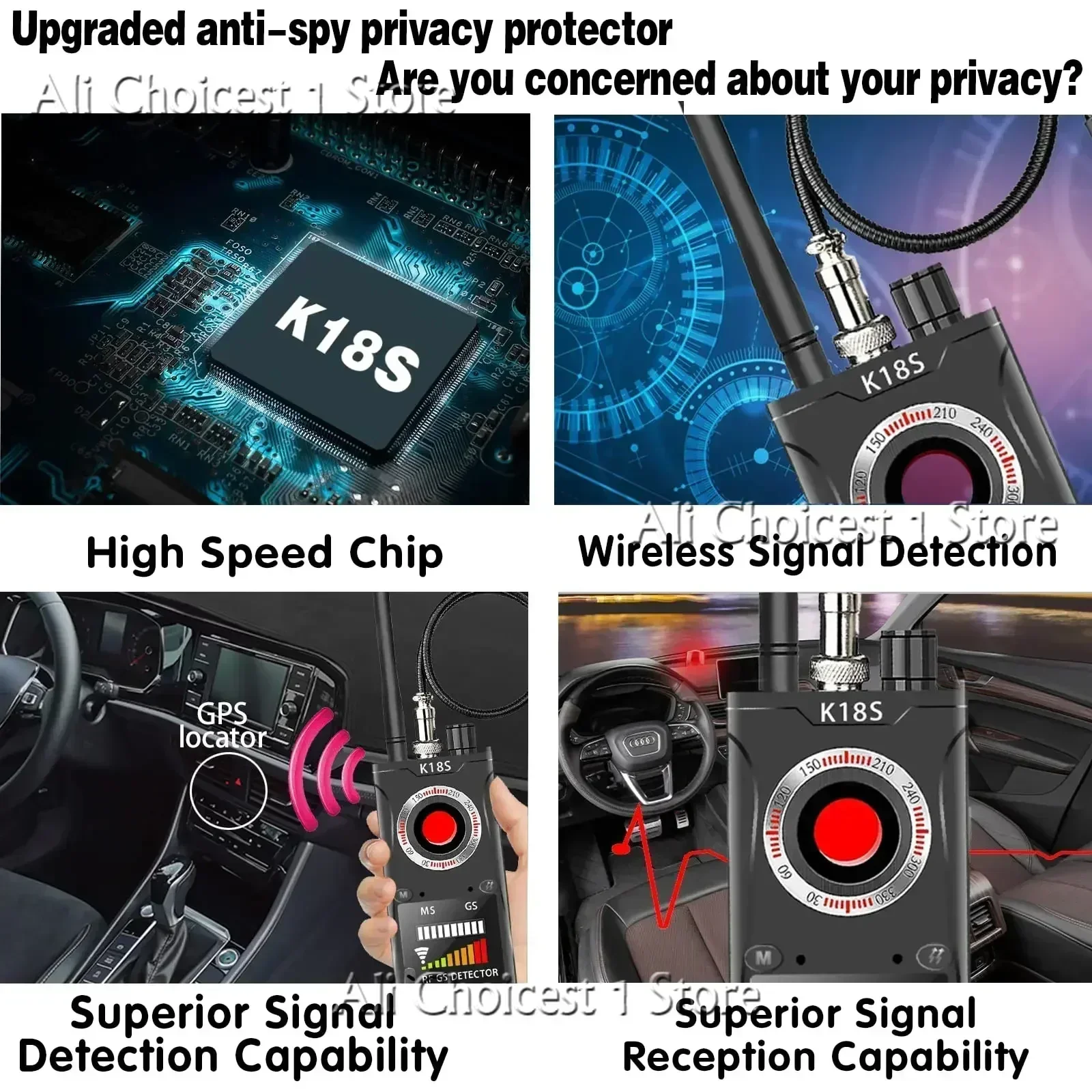 K18S Reverse Camera Detector GSM Audio Error Finder GPS Signal Scanner Upgrade RF Tracker Detect