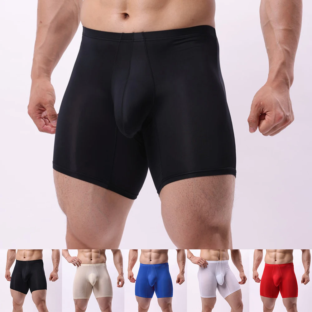 Description Picture 3 of itemMen Summer Mesh Ice Silk Thin Middle Waist Shorts Underwear Panties Longs Briefs Underpants Quick Drying Men's